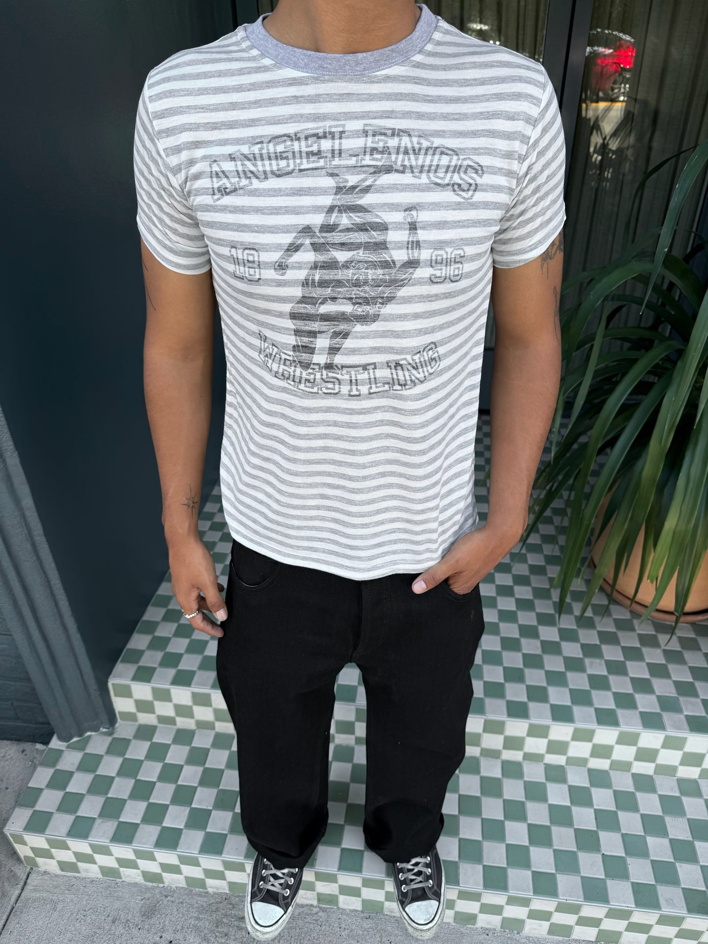 Grey Stripe Wrestling tee