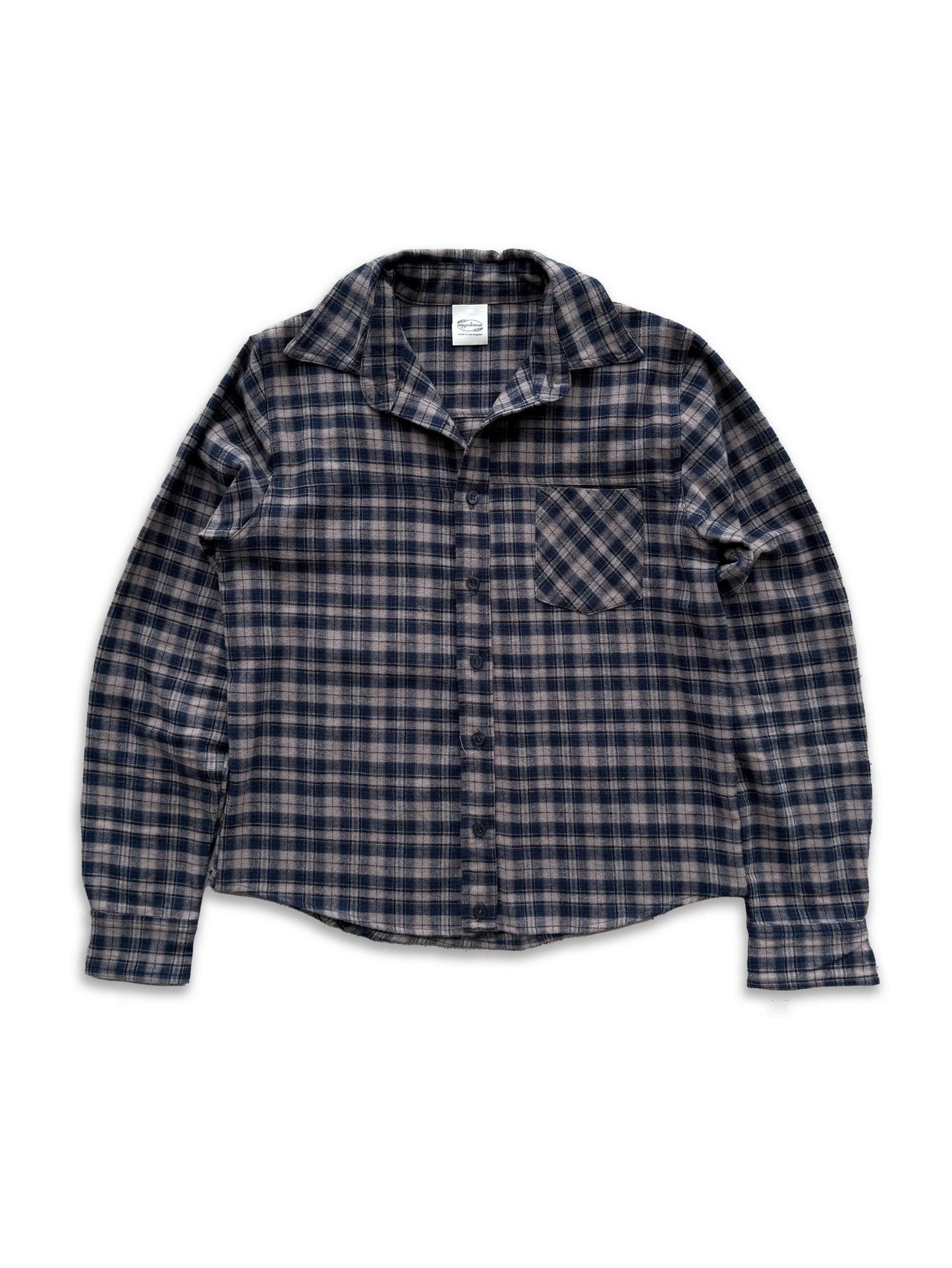 Navy Cropped Flannel