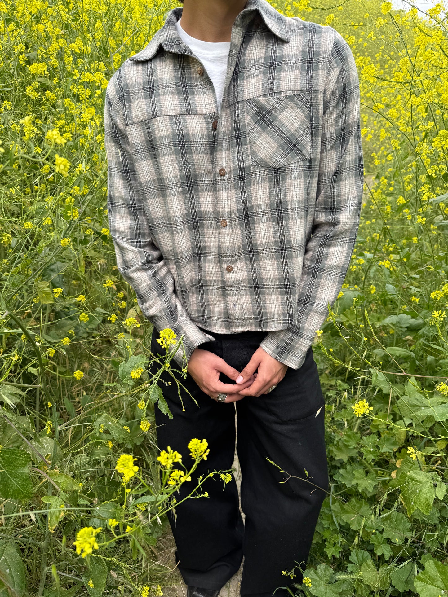 Olive Cropped Flannel
