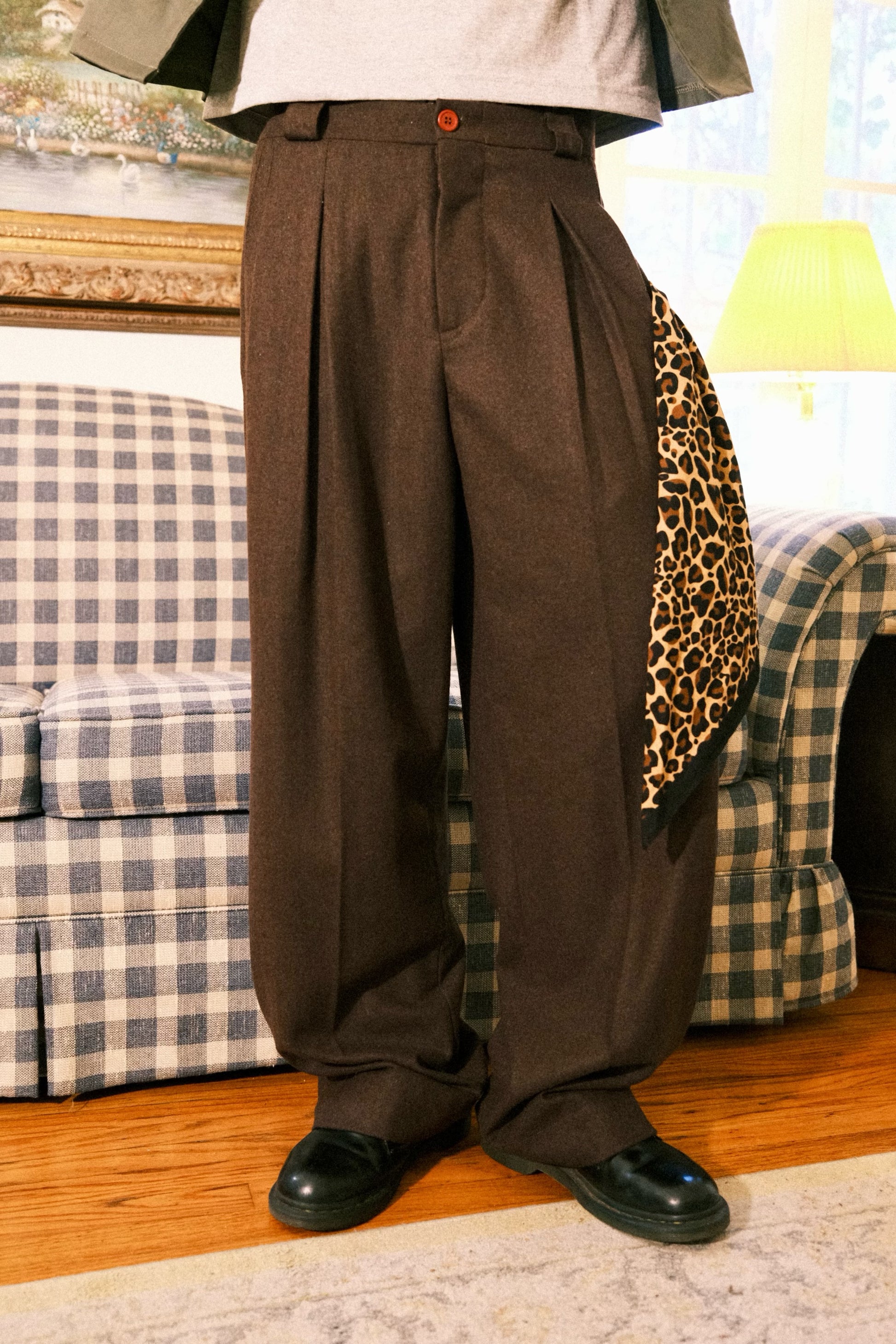 wool pleated dress pants Men's Big & Tall Westport 1989 Pleated Houndstooth Wool Blend Dress Pants Tan/Black / 44" / REG