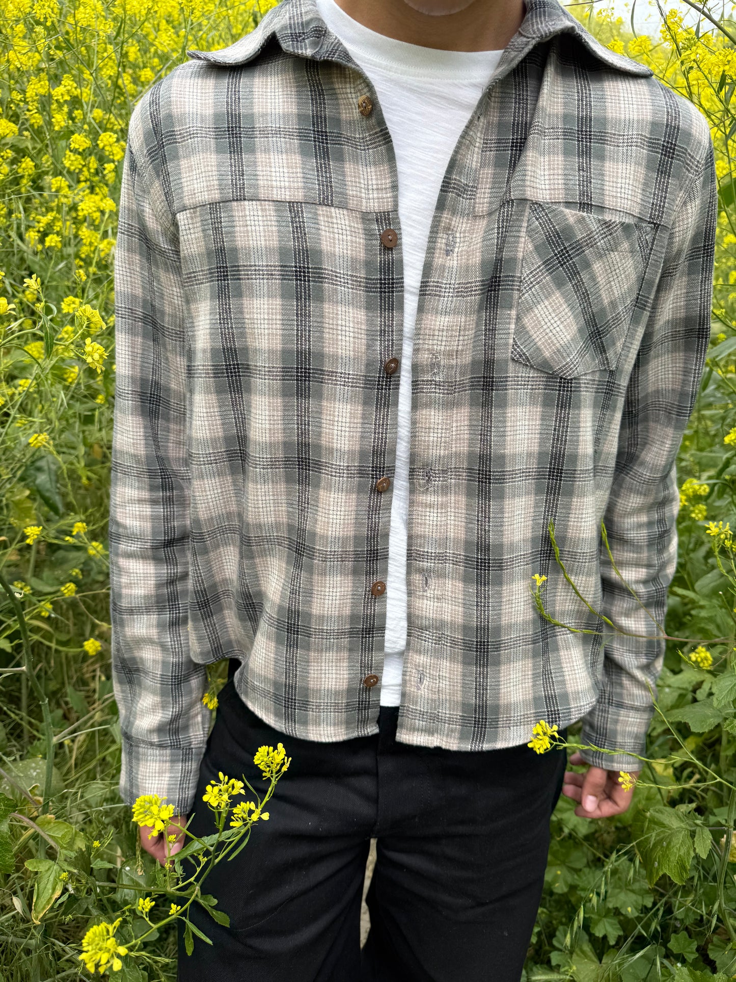 Olive Cropped Flannel
